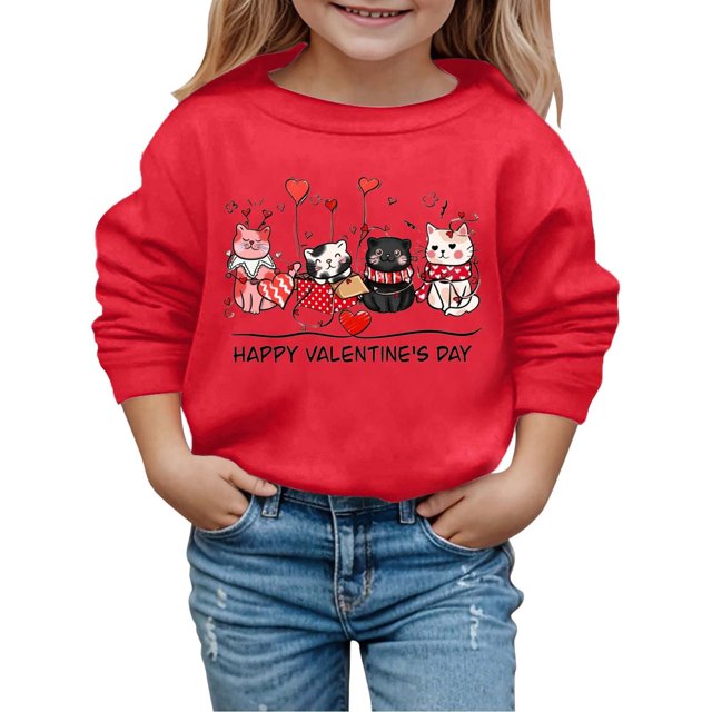 Chandail à Capuchon pour Enfants à Imprimé à la Mode pour la Saint-Valentin d'Automne et d'Hiver