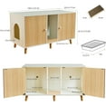 thumbnail image 2 of JanflyHome Litter Box Enclosure for 2 Cats, Hidden Litter Box with Double Room and Scratching Board, Cat House Kitty Washroom, Natural Wood, 2 of 9