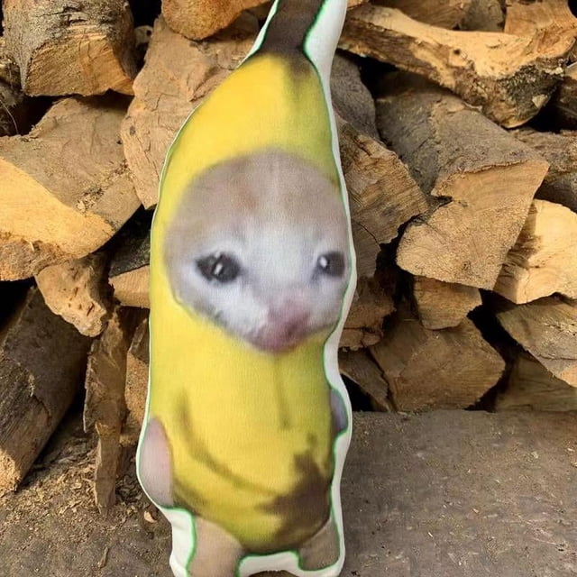 Un gran llavero con voz de gato banana que llora y que emite un chillido de maullido de banana.