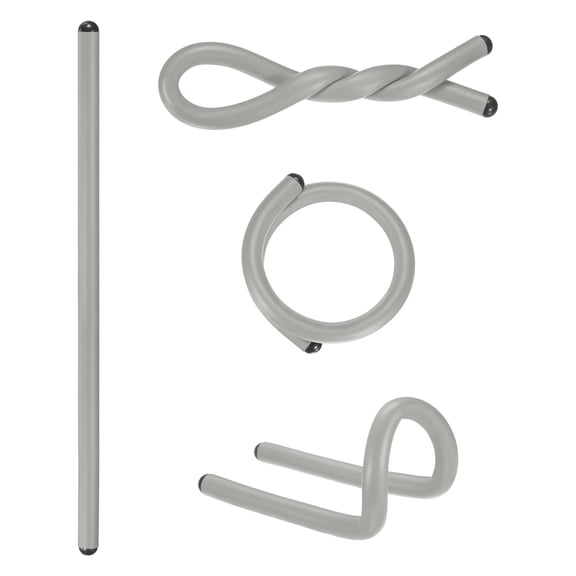 4-Pack Twist Rubber Ties, 17-Inch EVA Foam Reusable Bendable Rubber Twist Ties for Bundling Cords/Wires/Cables [Grey]