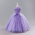 thumbnail image 4 of IDOPIP Sequin Flower Girl Lace Dress for Kids Wedding Pageant Formal Party Long Gown Princess Communion Tulle Dresses 5-6 Years Purple Sequin Butterfly Lace, 4 of 9