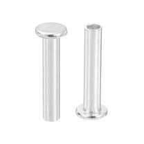 Uxcell 50Pack 3mm x 14mm Aluminum Flat Head Semi Tubular Rivets Silver Tone
