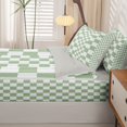 thumbnail image 5 of Manfei Abstract Grid Zipper Twin Comforter Sets with Fitted Sheet and 2 Pillowcases,Modern Plaid Zipper Bedding Set,Light Green,Light Gray Reversible,4pcs, 5 of 8
