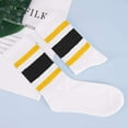 thumbnail image 3 of Deago 3 Pairs Fun Novelty Striped Retro Crew Socks for Women Men Sporty Running Calf Casual Cotton Athletic Socks (Yellow Black), 3 of 8