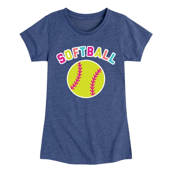 Instant Message - Colorful Softball Fitted Short Sleeve Graphic T-Shirt