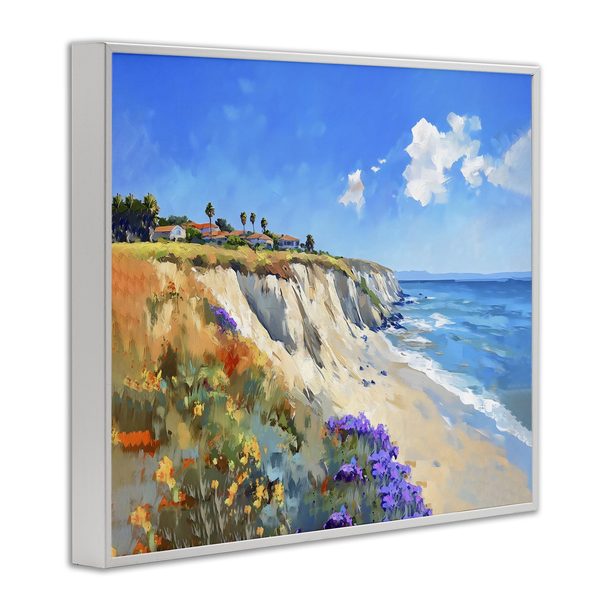 Stupell Industries Coastal Wildflower Field White Framed Giclee Art, design by The Prints Vibe