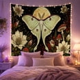 thumbnail image 2 of Luna Moth Against Nocturnal Garden with Lilies and Mushrooms Whimsical Illustration for Nature Lovers Whimsical Wall Decor Halloween Gift Tapestry Wall Hanging for Bedroom and Living Room, 2 of 7
