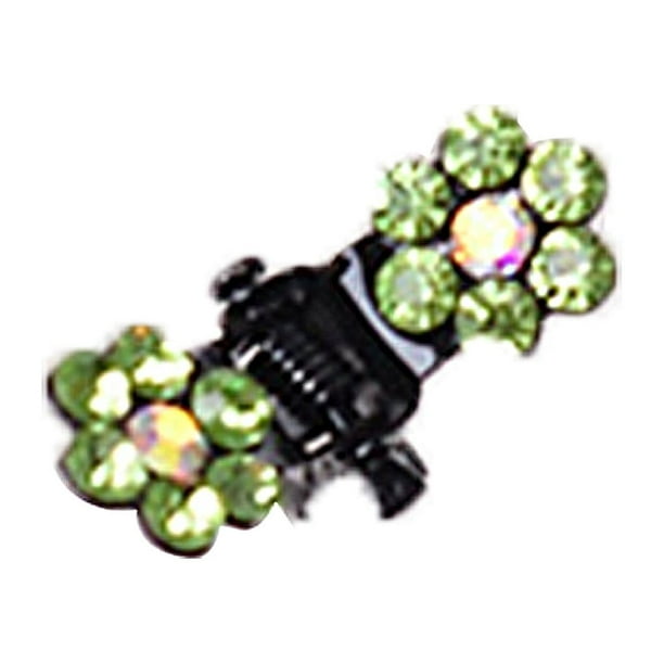 Qarigey 12 unids/set niña bonita flor encantadora pinzas para el cabello con diamantes de imitación Clips accesorios para el cabello para Accesorio para el cabello verde