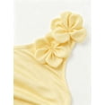 thumbnail image 4 of Women's Yellow 3D Floral Asymmetric Shoulder Bodycon Evening Dress, 4 of 8