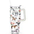 thumbnail image 2 of Watercolor Horse Flowers 40 Oz Tumbler with Handle Lid and Straw, Stainless Steel Double Walled Vacuum Insulated Cup, Cute Birthday Gifts Tumbler for Women Men Friends, 2 of 7