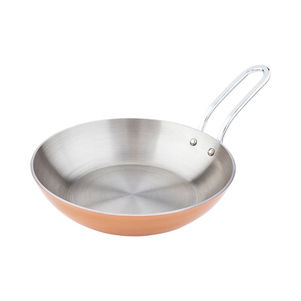 Round Copper and Stainless Steel Mini Skillet 6 1/2" x 6 1/2" x 1 1/2