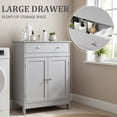 thumbnail image 5 of Hassch 23.6"W Double-Door Storage Cabinet with One Drawer, Space-Saving Floor Linen Organizer Cabinet for Small Bathrooms, Apartments or Laundry Room, Gray, 5 of 10