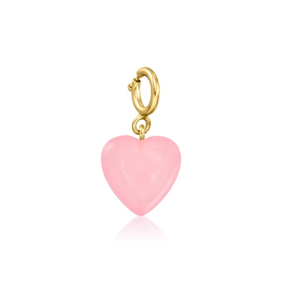 Ross-Simons Pink Jade Heart Charm in 18kt Gold Over Sterling, Women's, Adult