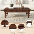 thumbnail image 5 of 47'' Rectangular Wooden Coffee Table with Storage Drawer, Vintage Cocktail Table with Gourd-Shaped Legs for Living Room, No-Tools Assembly, Walnut, 5 of 9