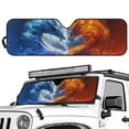 thumbnail image 4 of Binienty Ice and Fire Dragon Sun Shade Car Windshield Universal Compatible with Jeep Wrangler TJ 1997-2006 Easy Fold Front Window Car Sun Shade 52x16" UV Blocking Sunvisor Reflector, 4 of 7