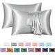 thumbnail image 1 of Juego de 2 fundas de almohada de satén gris claro de 50 x 75 cm, similar a la funda de almohada de seda, 1 of 5