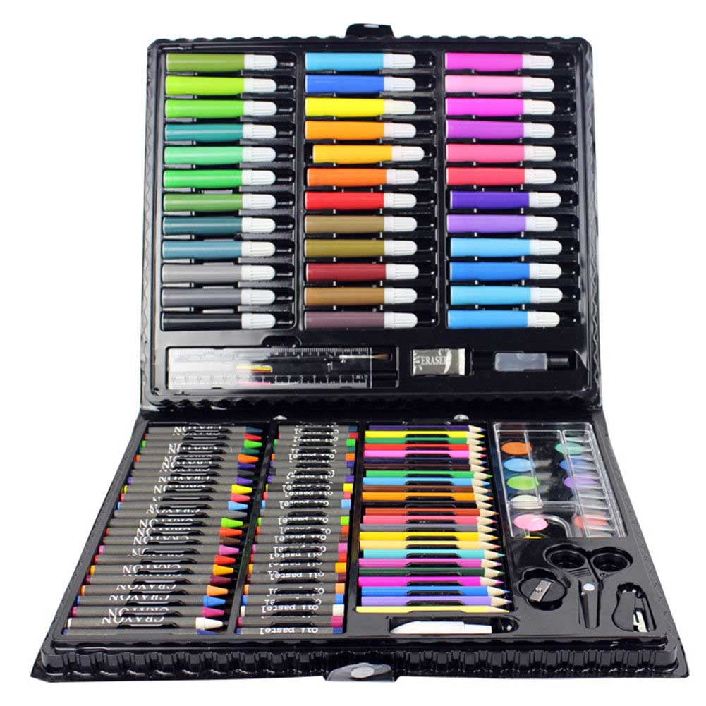 GoXteam Art Set, 150 PCS Art Supplies, Coloring Drawing Painting kit,  Markers Crayons Colour Pencils, Gift for Kids Teens Boys Girls (Black)
