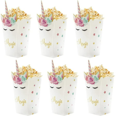 

24Pcs Unicorn Birthday Party Supplies Unicorn Popcorn Box Snack Treat Box Candy Cookie Container For Baby Shower Bridal Shower Unicorn Theme Party Favors Decoration