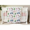 thumbnail image 4 of Soft & Cozy Farm Animal Flannel Youngsters Blanket - Adorable Pig, Cow, Sheep, Chicken Design with Blue Tractor & Flowers - Perfect Nursery Gift for Boys & Girls, 4 of 5