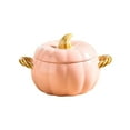 thumbnail image 2 of Zawou 800ml Ceramic Pumpkin Bowl with Lid – Cute Mini Dutch Oven Style Tableware for Oatmeal, Snacks, or Holiday Desserts, 2 of 7