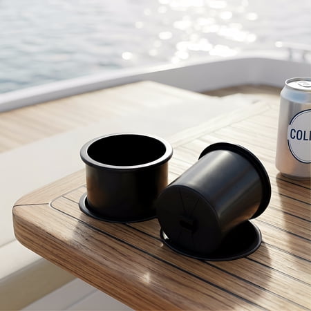 FOMIYES Plastic Boat Cup Holder Black Recessed Design for Storage 2Pcs