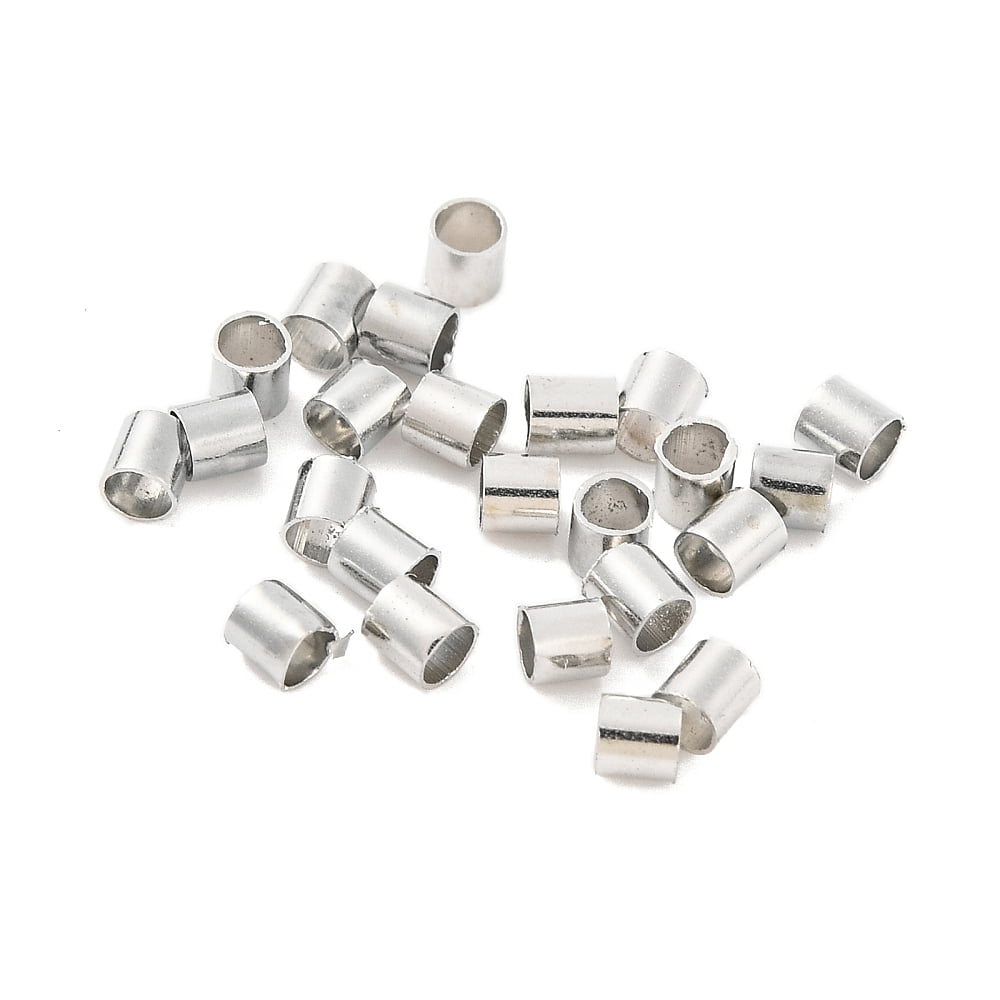 Brass Crimp Beads Cadmium Free & Lead Free Tube Platinum color 2mm wide 2mm long hole: 1.5mm
