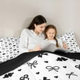 thumbnail image 5 of Manfei Ribbon Bow Bowtie King Size Comforter Sets,Black Heart Print Bedding Comforter Set,Princess Bowknot Bedding Set For Child,Ultra Soft Home Decor Reversible,3 Pieces, 5 of 8