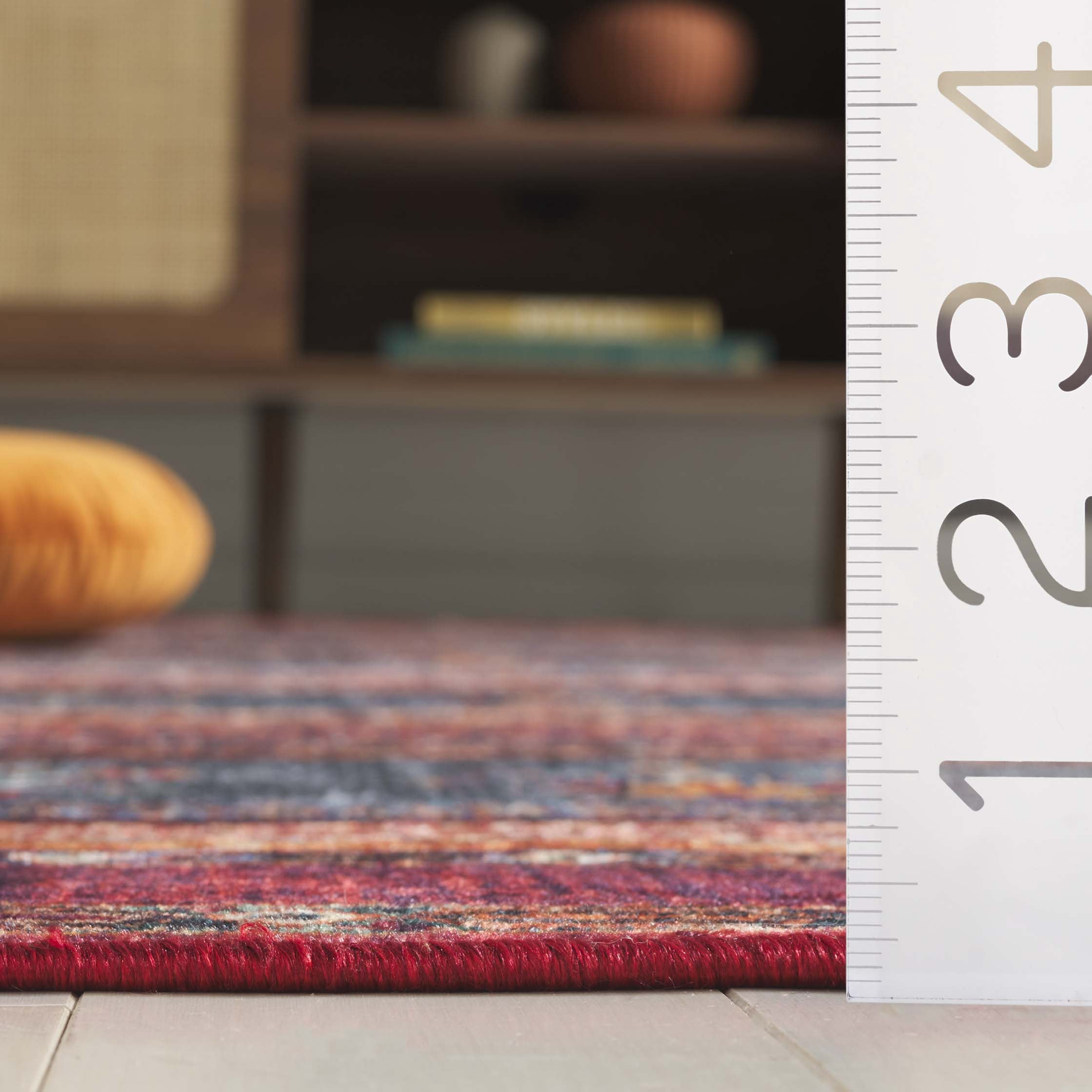 SAFAVIEH Orlando Kaeden Striped Machine Washable Area Rug, Rust/Blue, 8' x 10'