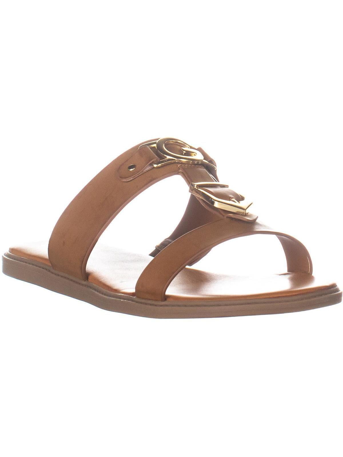 GUESS Womens G By Guess Nazro Slip On Flat Sandals, Medium Natural