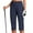 Navy, variant on High Waist Workwear Womens Capris Button Pull-On Straight Leg Slimming Dressy Casual Pants with Pocket Navy, XXL