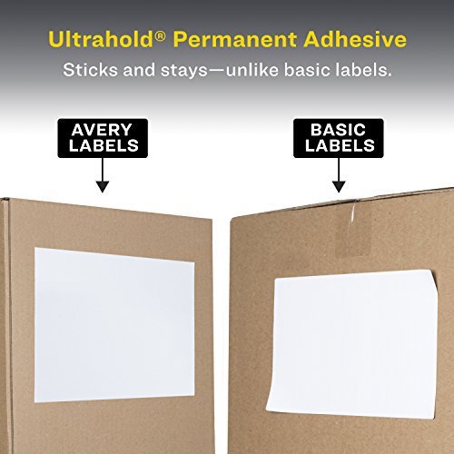 Avery 8126 Shipping Address Labels, Inkjet Printers, 50 Labels, Half Sheet Labels, Permanent Adhesive, TrueBlock, 1 Pack, White