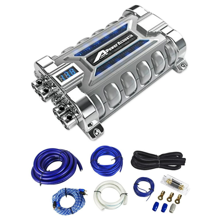 POWER ACOUSTIK 30 FARAD CAR DIGITAL CAPACITOR+WIRE KIT