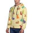 thumbnail image 3 of Pofeuu Colorful Rabbit Print Mens Casual Hooded Collar Drawstring Hoodies Pullover Sweatshirts Casual Long Sleeve Shirts-Large, 3 of 7