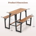 thumbnail image 3 of Costway Patio Picnic Table Bench Set with Acacia Wood Tabletop Benchtop Built-in Footrests, 3 of 10