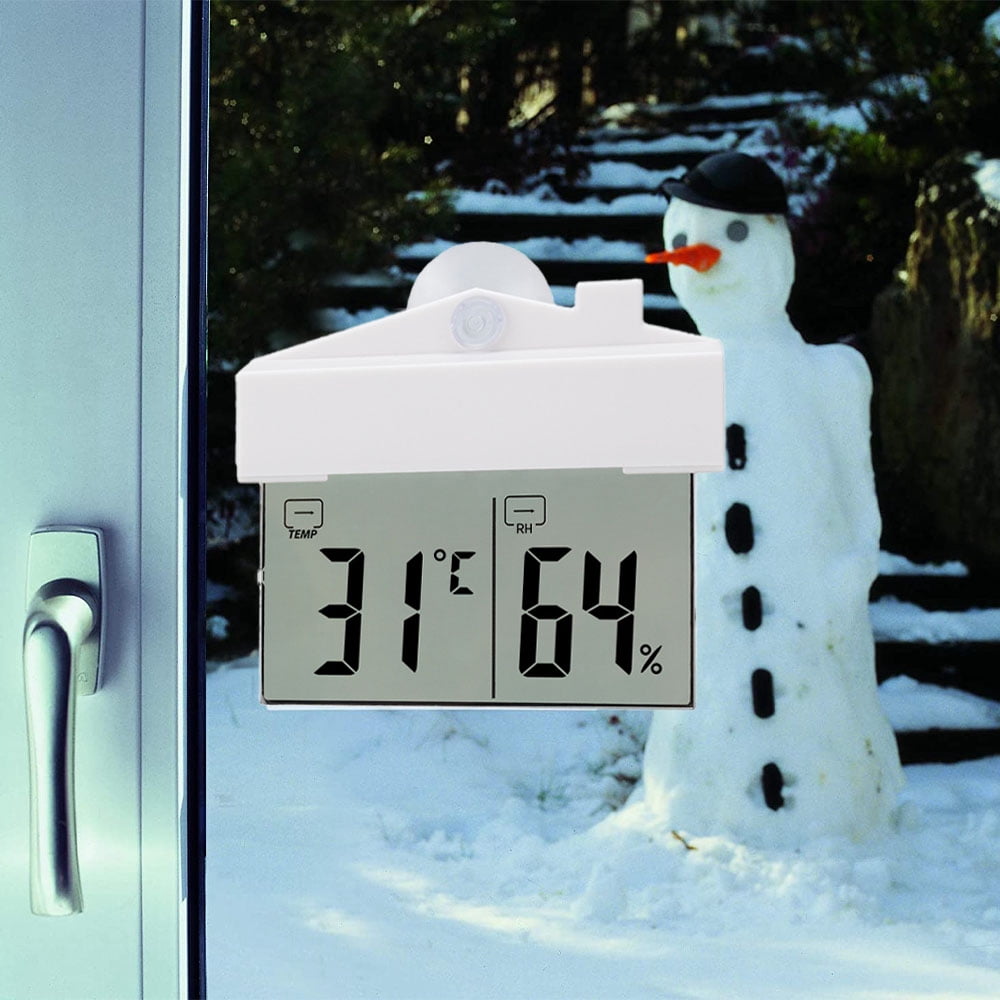 Digital Outdoor Window Thermometer Detachable Bracket & Records MIN/MAX Temp With Suction Cup