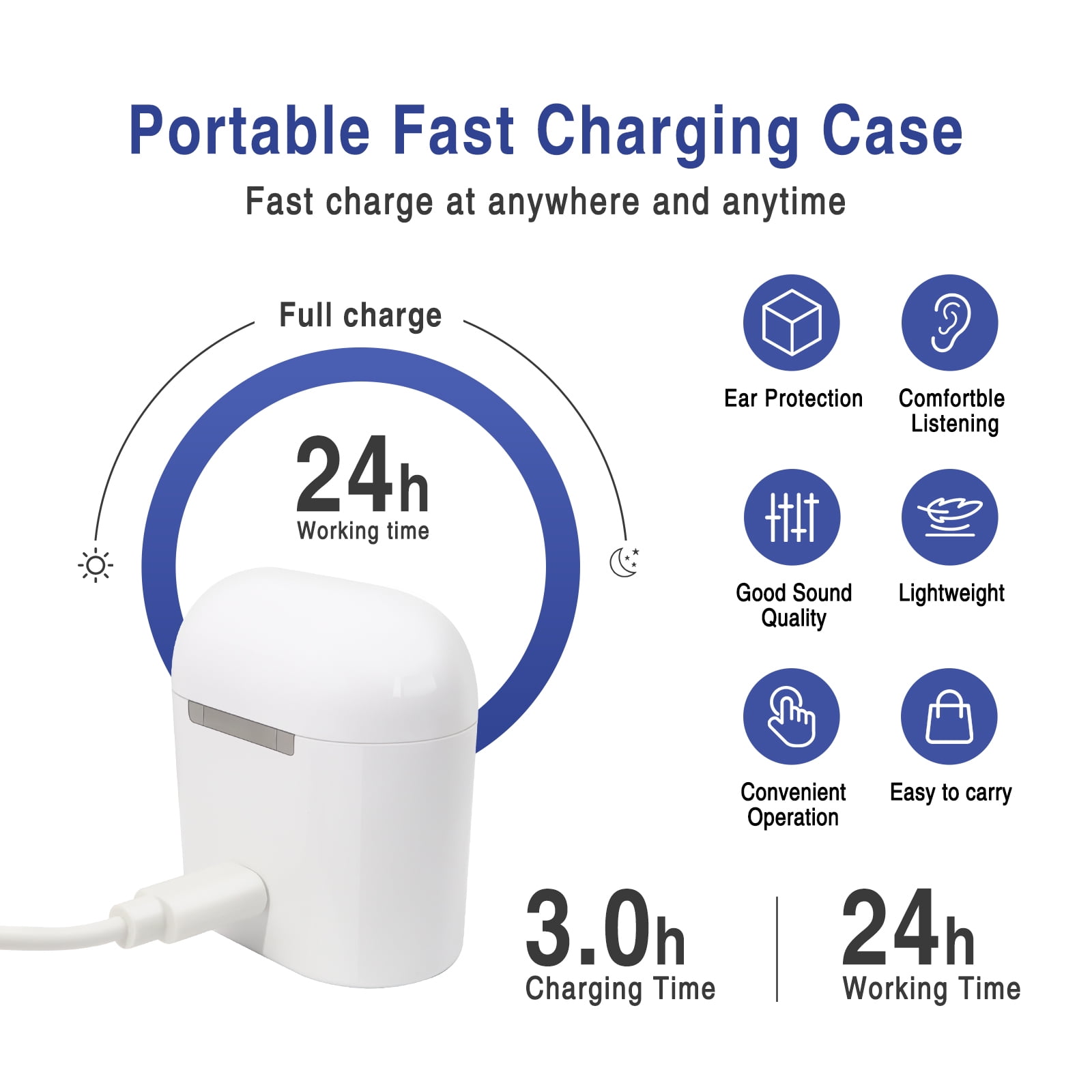 Chosgo Rechargeable CIC Hearing Aids for Seniors with Noise Cancelling, Hearing Amplifiers for Ear with Portable Charging Case, Mini CIC Hearing Aids with 12-Channel(Red&Blue)