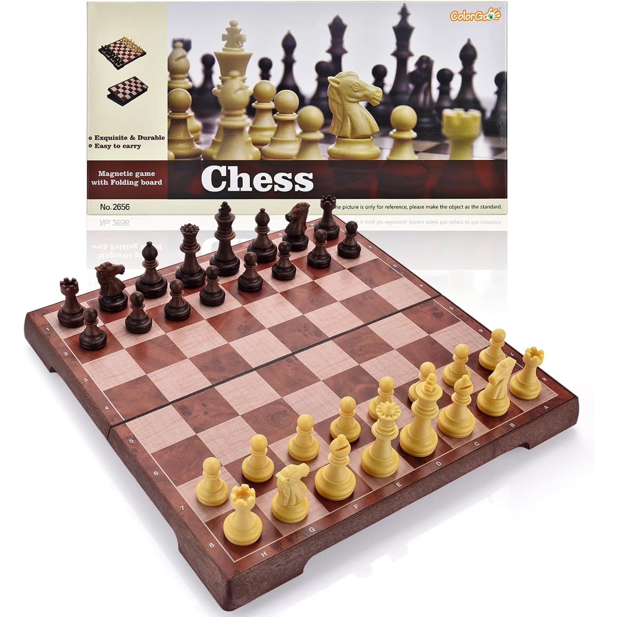 Magnetic Travel Chess Set with Folding Portable Chess Board Game for Adults and Kids