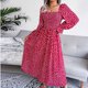 thumbnail image 2 of Vestido largo medio de cintura alta con cuello cuadrado estampado Otoño Invierno para mujer Fridja  yut7216, 2 of 7