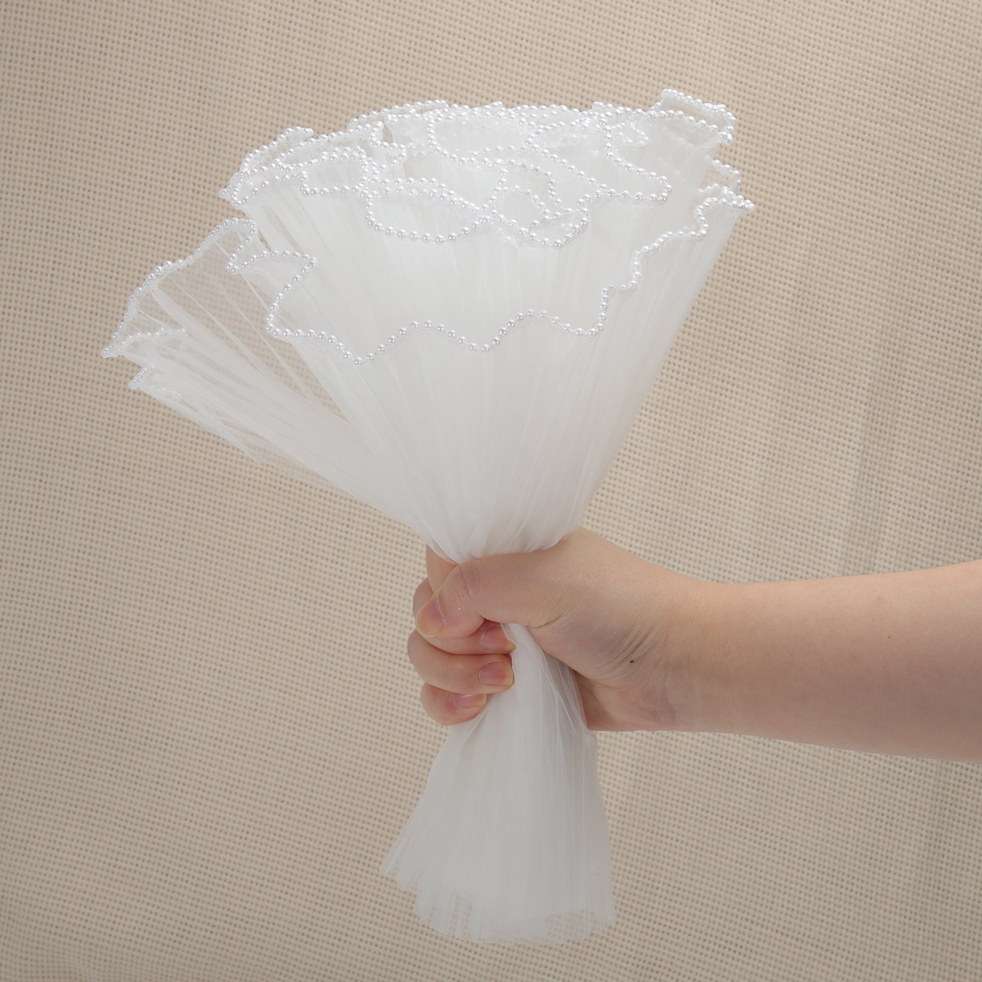 Unique Bargains Faux Pearl Edge Flower Wrap Paper for All Occasions 1 Pc White