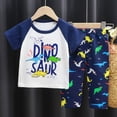 thumbnail image 2 of KPOPLK Toddler Boys Clothes Kids Cotton Clothing Fun Cool Summer Short Sleeve Tee Top Outfit Wear in Night 2 Piece Set Size 18-24 Months,Dark Blue, 2 of 5