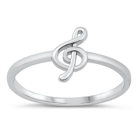Sterling Silver Petite Music Note Ring Size 9