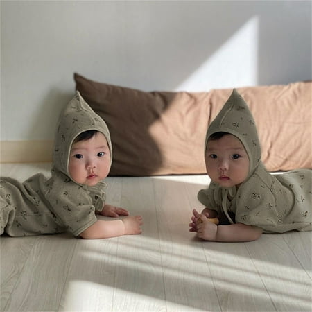 

NECHOLOGY Baby Girls Boys Floral Cotton Summer Short Sleeve Romper Jumpsuit Baby Long Sleeve Shirts for Boys Childrenscostume Grey 6-12 Months
