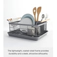 thumbnail image 3 of Yamazaki Home Dish Rack, Gray, Steel + Wood, Supports 22 pounds, Drainer Tray, Handles, Utensil Holder, Water Resistant, No Assembly, 3 of 8