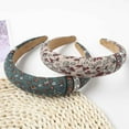 thumbnail image 5 of Women Headband Floral Padded Head Band Design Boho Headwear Wide Hairbands For Girl, 5 of 8