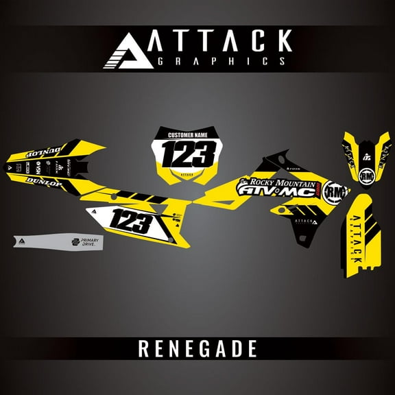 Attack Graphics Custom Renegade Complete Bike Graphics Kit for Suzuki RMZ450 2024