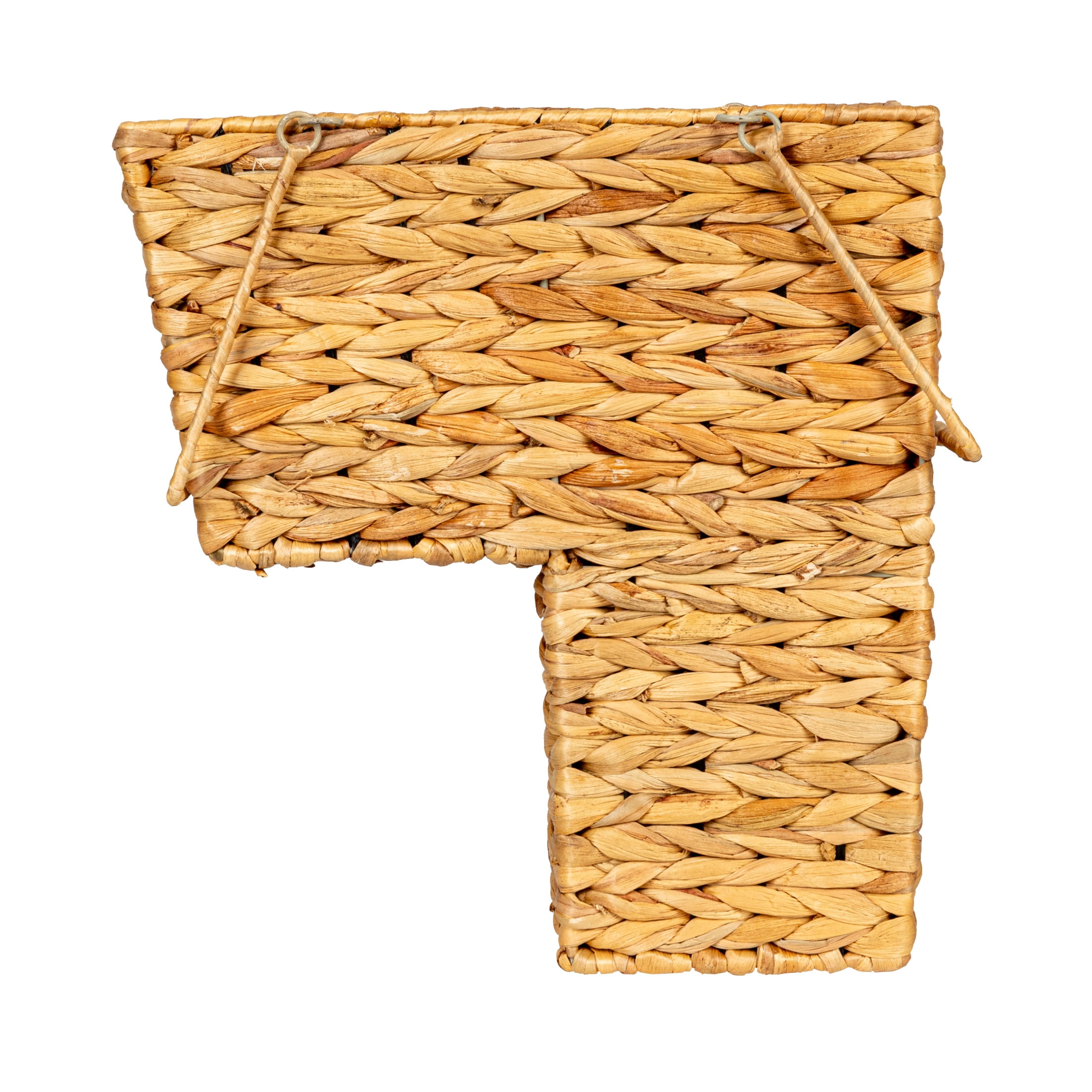 Household Essentials Wicker Stair Basket with Handles, Handwoven Water Hyacinth, Sits on Two Stairs, Lightweight, Eco-Friendly