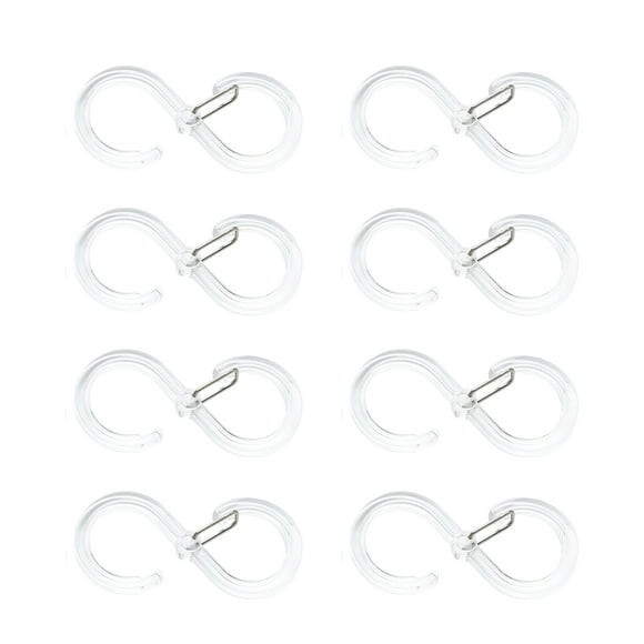 Cateissary Gancho en forma de S de 8 piezas con hebilla para baño, barra de ducha duradera para el hogar, soporte para herramientas de cocina, Almacenamiento y organización del hogar Transparente