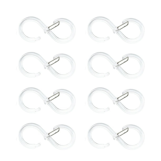 Cateissary Gancho en forma de S de 8 piezas con hebilla para baño, barra de ducha duradera para el hogar, soporte para herramientas de cocina, Almacenamiento y organización del hogar Transparente