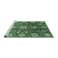 thumbnail image 2 of Ahgly Company Machine Washable Indoor Square Abstract Turquoise Blue Modern Area Rugs, 7' Square, 2 of 4