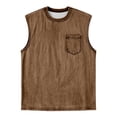 thumbnail image 4 of FINALGANG Mens Solid Color Crew Neck Texture Bust Pocket Sleeveless Loose Fit Vintage Soft Summer Street Daily Casual Pullover Tank Tops Trendy Top M, 4 of 4